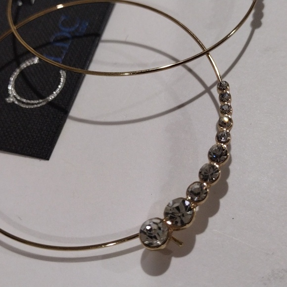 Gold tone 2.5-in Big Hoop Sparkling Crystal Earrings - Women's Fashion Jewelry - Picture 3 of 6